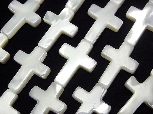 [Video] Mother of Pearl MOP White Cross 18x13mm 1strand beads (aprx.15inch/36cm)