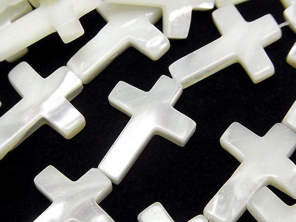 [Video] Mother of Pearl MOP White Cross 20x15mm 1strand beads (aprx.15inch/38cm)