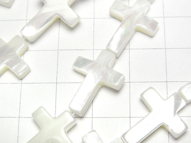 [Video] Mother of Pearl MOP White Cross 20x15mm 1strand beads (aprx.15inch/38cm)