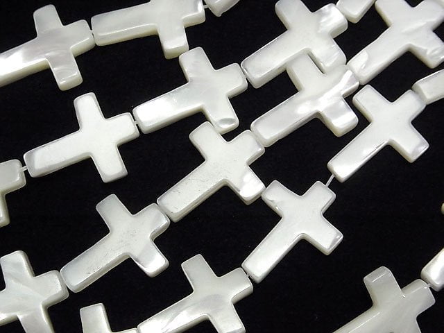 [Video] Mother of Pearl MOP White Cross 20x15mm 1strand beads (aprx.15inch/38cm)