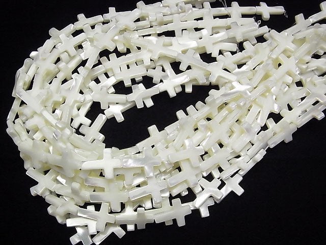 [Video] Mother of Pearl MOP White Cross 20x15mm 1strand beads (aprx.15inch/38cm)