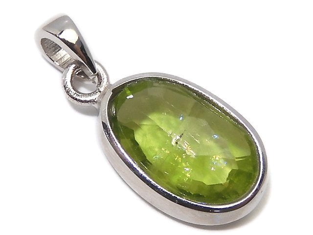 [Video][One of a kind] High Quality Peridot AAA- Faceted Pendant Silver925 NO.21