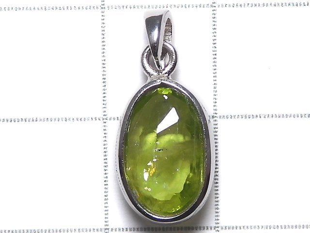 [Video][One of a kind] High Quality Peridot AAA- Faceted Pendant Silver925 NO.21