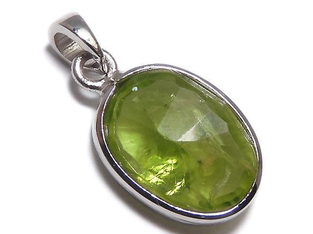 [Video][One of a kind] High Quality Peridot AAA- Faceted Pendant Silver925 NO.23