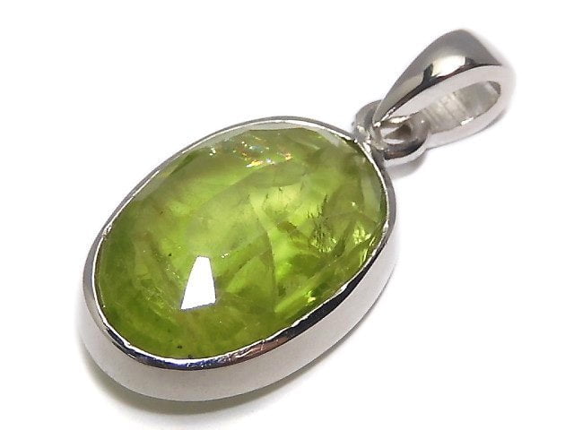 [Video][One of a kind] High Quality Peridot AAA- Faceted Pendant Silver925 NO.24