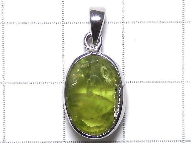 [Video][One of a kind] High Quality Peridot AAA- Faceted Pendant Silver925 NO.24