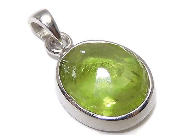 [Video][One of a kind] High Quality Peridot AAA- Faceted Pendant Silver925 NO.25