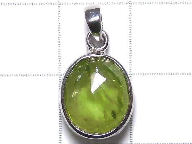 [Video][One of a kind] High Quality Peridot AAA- Faceted Pendant Silver925 NO.25