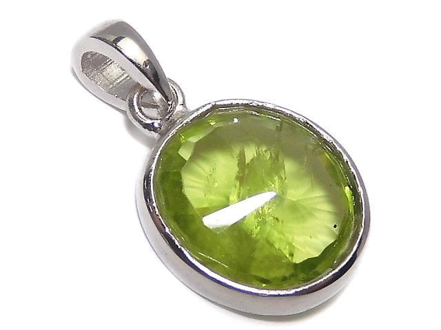 [Video][One of a kind] High Quality Peridot AAA- Faceted Pendant Silver925 NO.26