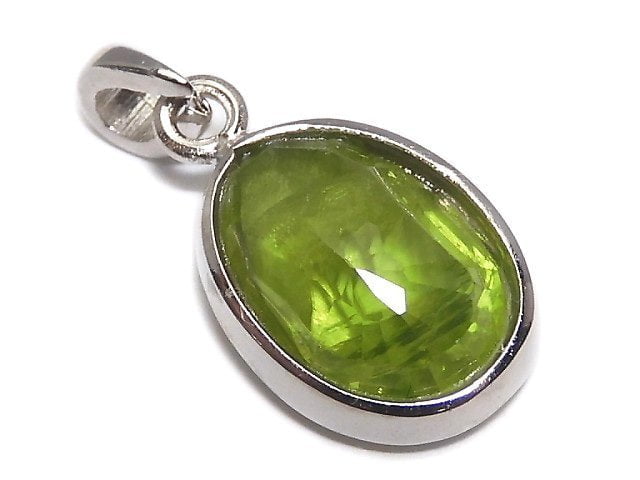 [Video][One of a kind] High Quality Peridot AAA- Faceted Pendant Silver925 NO.27