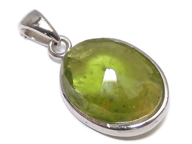 [Video][One of a kind] High Quality Peridot AAA- Faceted Pendant Silver925 NO.28