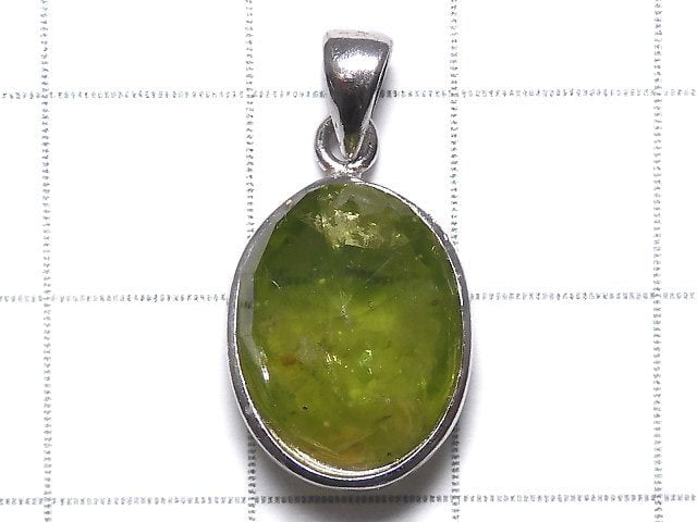 [Video][One of a kind] High Quality Peridot AAA- Faceted Pendant Silver925 NO.28