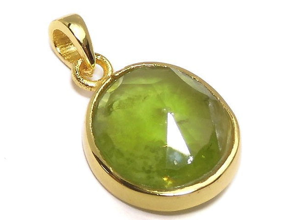 [Video][One of a kind] High Quality Peridot AAA- Faceted Pendant 18KGP NO.30