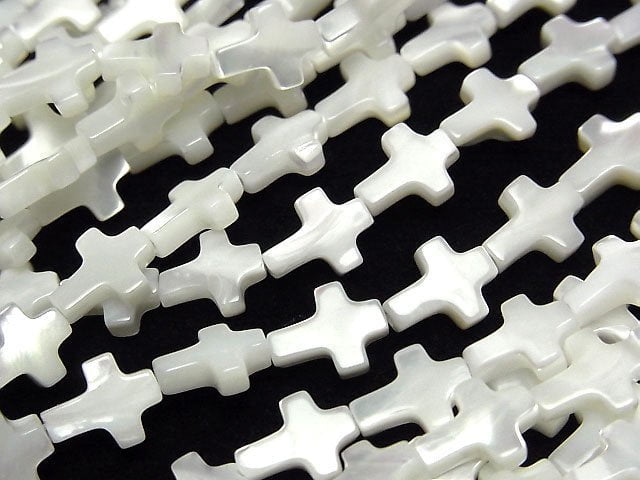 [Video] Mother of Pearl MOP White Cross 8.5x7mm 1strand beads (aprx.15inch/36cm)