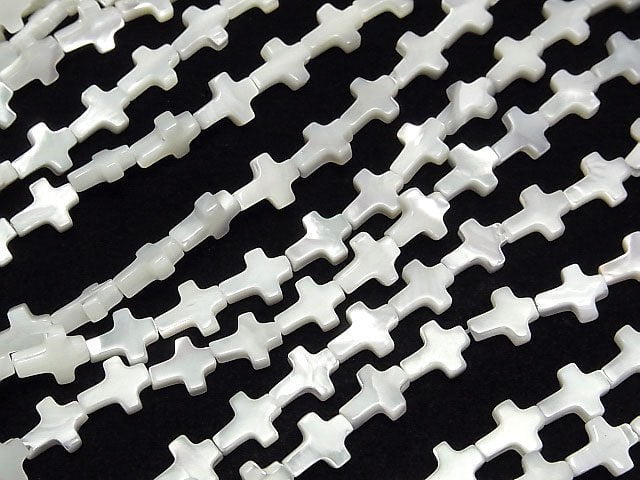 [Video] Mother of Pearl MOP White Cross 8.5x7mm 1strand beads (aprx.15inch/36cm)