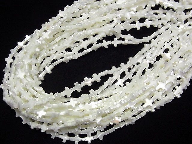 [Video] Mother of Pearl MOP White Cross 8.5x7mm 1strand beads (aprx.15inch/36cm)