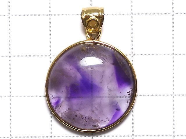 [Video][One of a kind] Phantom Amethyst Moldavite Pendant 18KGP NO.12