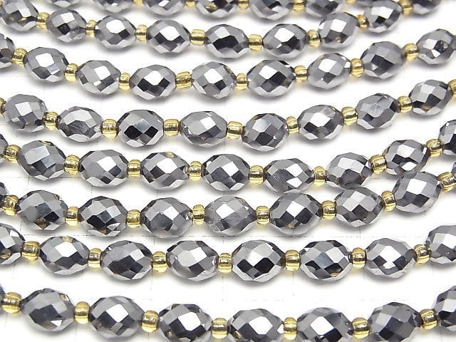 [Video]High Quality! Terahertz Faceted Rice 7x6x6mm 1strand beads (aprx.15inch/36cm)