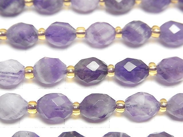 [Video]High Quality! Mixed Amethyst Faceted Rice 7x6x6mm 1strand beads (aprx.15inch/36cm)