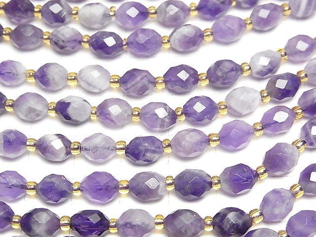 [Video]High Quality! Mixed Amethyst Faceted Rice 7x6x6mm 1strand beads (aprx.15inch/36cm)