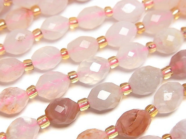 [Video]High Quality! Cherry Blossom Agate Faceted Rice 7x6x6mm 1strand beads (aprx.15inch/36cm)