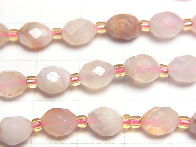 [Video]High Quality! Cherry Blossom Agate Faceted Rice 7x6x6mm 1strand beads (aprx.15inch/36cm)