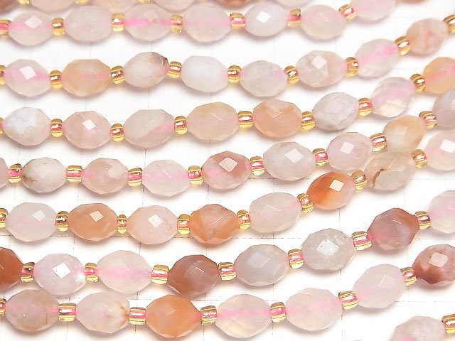 [Video]High Quality! Cherry Blossom Agate Faceted Rice 7x6x6mm 1strand beads (aprx.15inch/36cm)