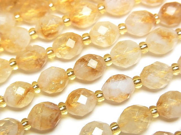 [Video]High Quality! Bi-color Citrine AA+ Faceted Rice 7x6x6mm 1strand beads (aprx.15inch/36cm)