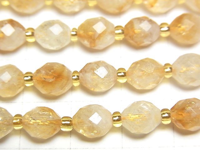 [Video]High Quality! Bi-color Citrine AA+ Faceted Rice 7x6x6mm 1strand beads (aprx.15inch/36cm)