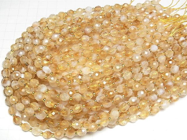 [Video]High Quality! Bi-color Citrine AA+ Faceted Rice 7x6x6mm 1strand beads (aprx.15inch/36cm)