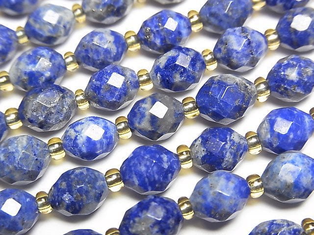 [Video]High Quality! Lapislazuli AA Faceted Rice 7x6x6mm 1strand beads (aprx.14inch/34cm)