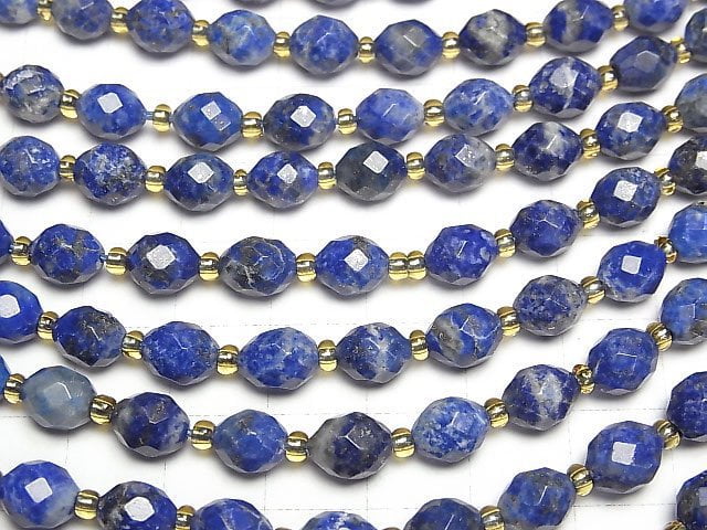 [Video]High Quality! Lapislazuli AA Faceted Rice 7x6x6mm 1strand beads (aprx.14inch/34cm)