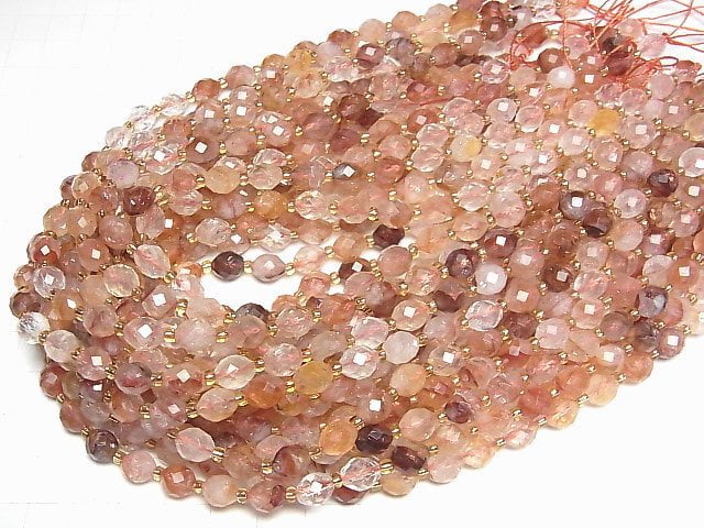 [Video]High Quality! Red Hematite Quartz Faceted Rice 8x6.5x6.5mm half or 1strand beads (aprx.14inch/34cm)