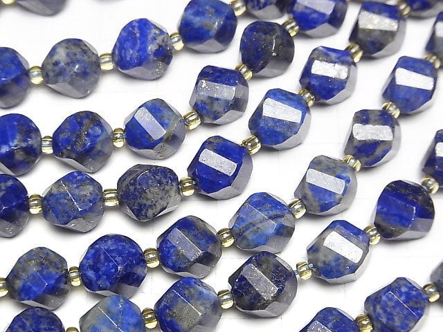 [Video] Lapislazuli AA Twist x Multiple Facets 10x8x8mm half or 1strand beads (aprx.14inch/34cm)