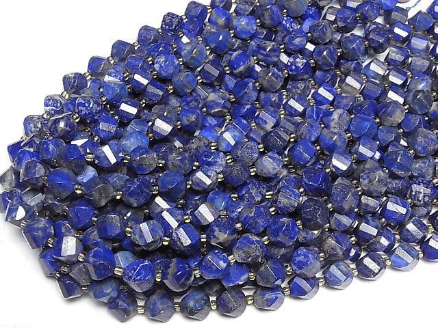 [Video] Lapislazuli AA Twist x Multiple Facets 10x8x8mm half or 1strand beads (aprx.14inch/34cm)