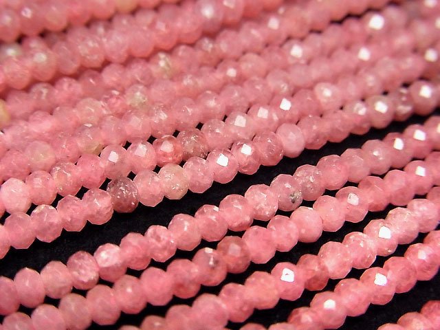 [Video]High Quality! Imperial Rhodonite AA++ Faceted Button Roundel 3x3x2mm 1strand beads (aprx.15inch/37cm)