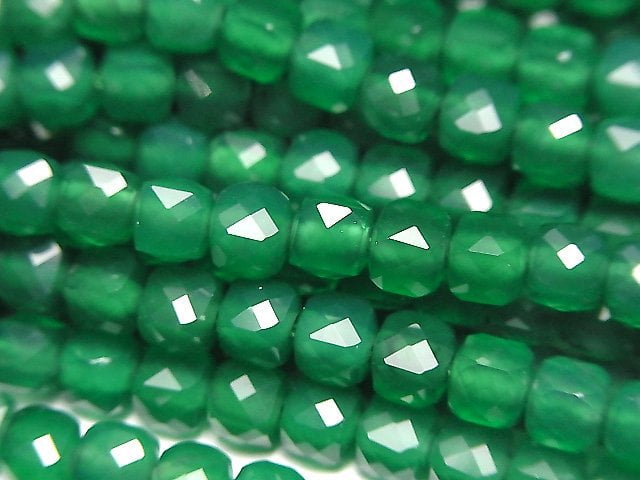 High Quality! Green Onyx AAA Cube Shape 4.5x4.5x4.5mm 1strand beads (aprx.15inch/36cm)