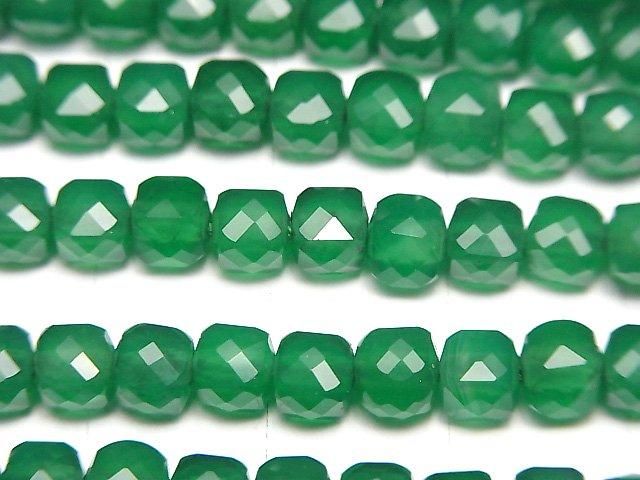 High Quality! Green Onyx AAA Cube Shape 4x4x4mm 1strand beads (aprx.15inch/36cm)