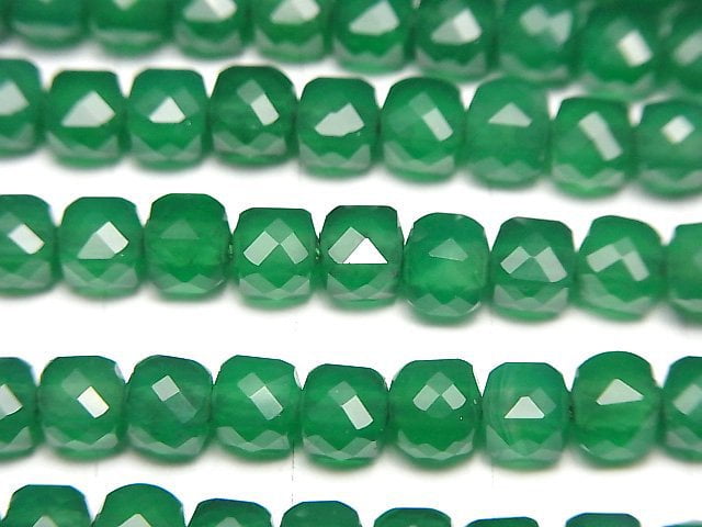 High Quality! Green Onyx AAA Cube Shape 4.5x4.5x4.5mm 1strand beads (aprx.15inch/36cm)