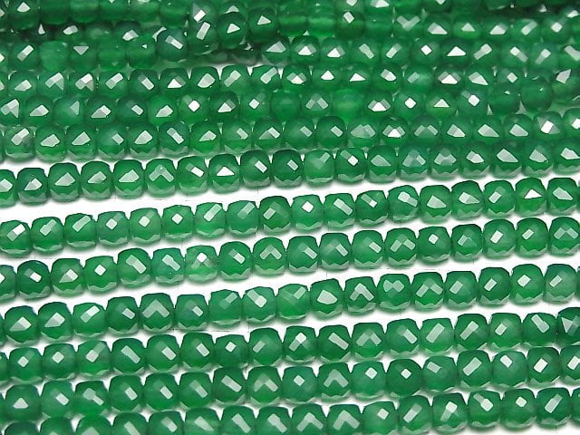 High Quality! Green Onyx AAA Cube Shape 4.5x4.5x4.5mm 1strand beads (aprx.15inch/36cm)