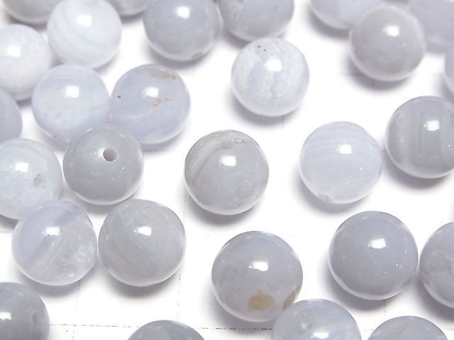 Blue Lace Agate AA++ Half Drilled Hole Round 8mm 4pcs