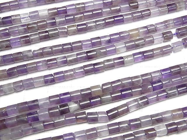 [Video] Mix Amethyst Tube 4x4x4mm 1strand beads (aprx.15inch/36cm)