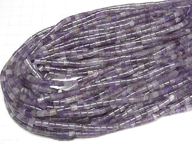 [Video] Mix Amethyst Tube 4x4x4mm 1strand beads (aprx.15inch/36cm)