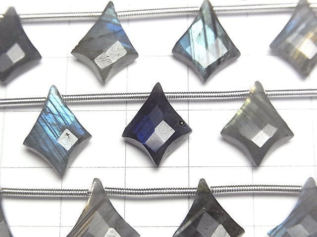 [Video] Labradorite AA++ Deformed Diamond Shape 1strand beads (aprx.4inch/10cm)