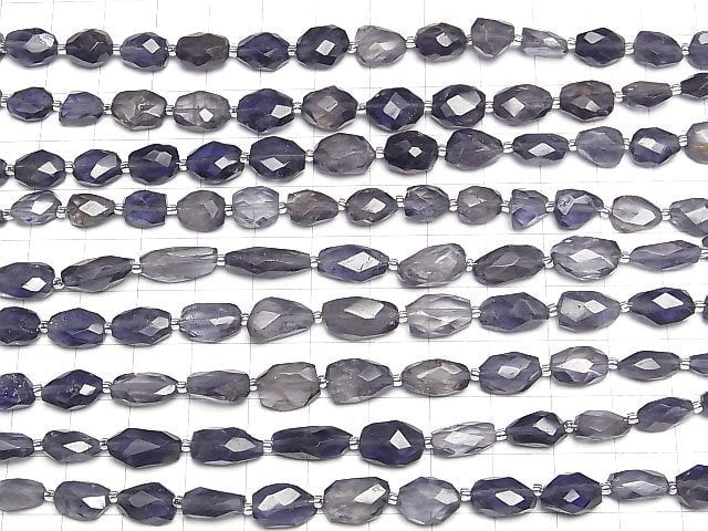 [Video]High Quality Iolite AA+ Faceted Nugget 1strand beads (aprx.5inch/12cm)