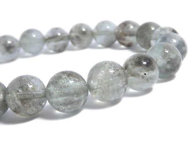 [Video][One of a kind] High Quality Moss Aquamarine AAA- Round 8mm Bracelet NO.3