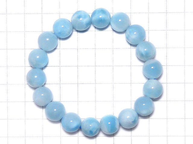 [Video][One of a kind] Ice Larimar Pectolite Round 11mm Bracelet NO.3