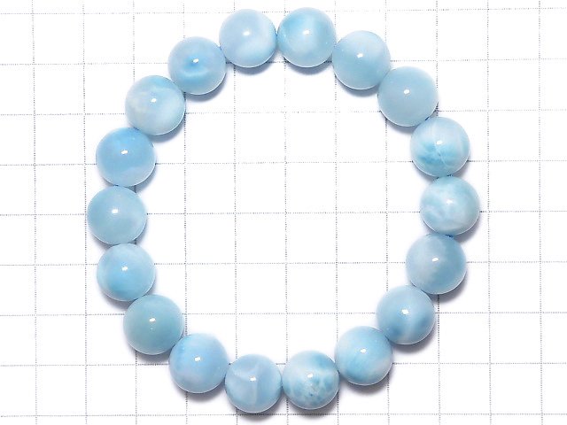 [Video][One of a kind] Ice Larimar Pectolite Round 11.5mm Bracelet NO.4