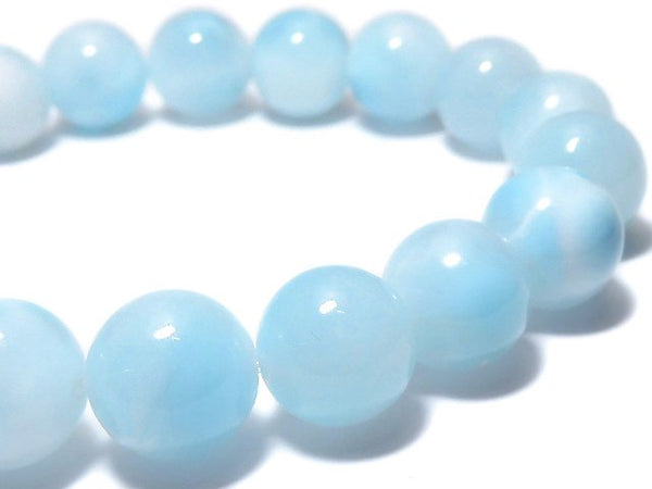 [Video][One of a kind] Ice Larimar Pectolite Round 11mm Bracelet NO.5