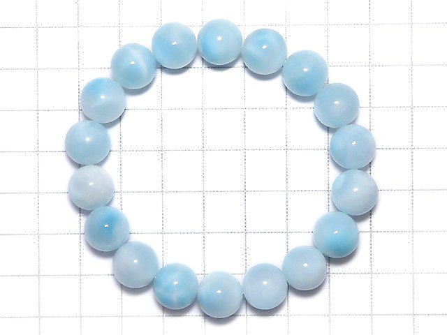 [Video][One of a kind] Ice Larimar Pectolite Round 11mm Bracelet NO.5